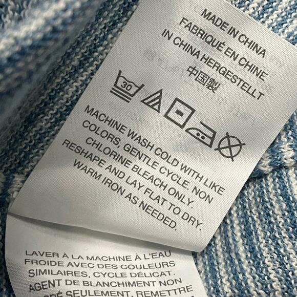 J. Crew Mens Linen Cotton Crewneck Sweater Heather Microstripe Blue White sz S - Picture 10 of 13